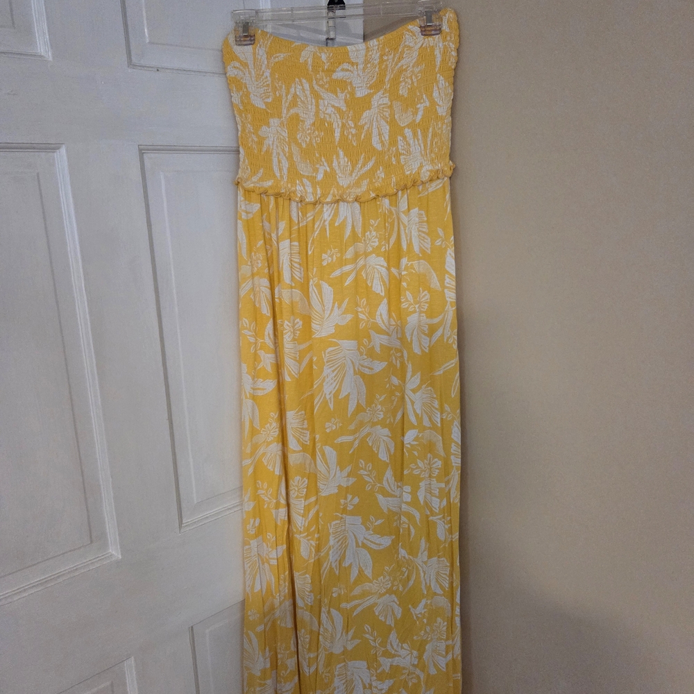 Yellow Floral Strapless Maxi Dress NWT